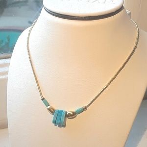 SOLD - Delicate Gold and Turquoise Necklace